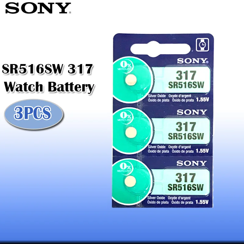 3 шт./лот Sony 100% оригинал 317 SR516SW SR516 1 55 в серебряный оксид аккумулятор для часов