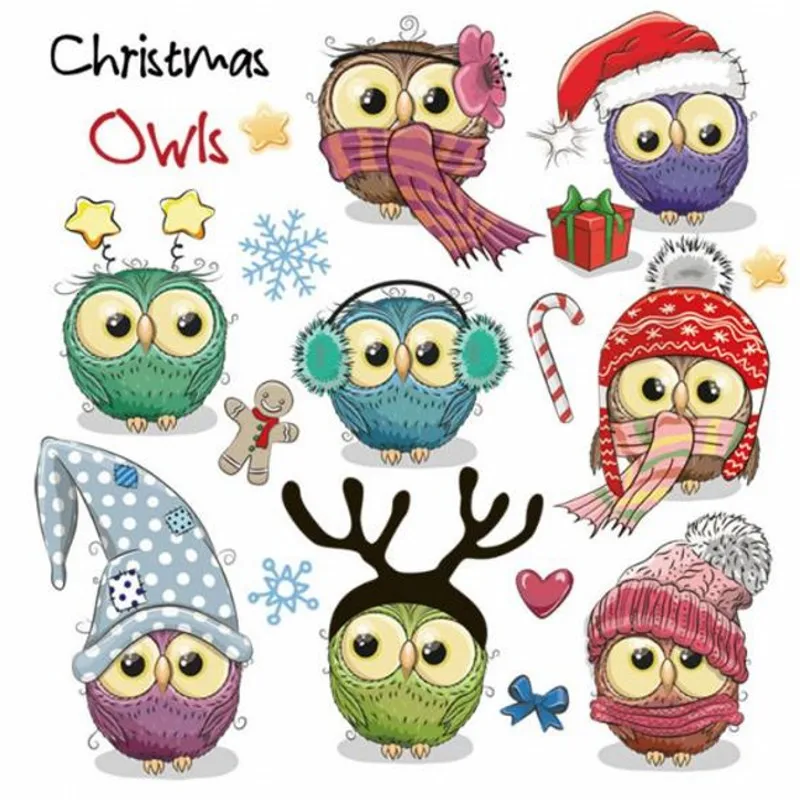

Christmas Owl Animals Iron On Patches DIY Accessory Heat Transfer Washable Stickers For Clothes Bag Print Hoodies Jeans