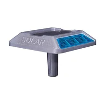 6 шт. Синий СВЕТОДИОДНЫЙ Алюминиевый Солнечный дорожный штырь для безопасности дорожного движения с синим непрерывным светодиодный светильник, солнечный дорожный маркер светильник