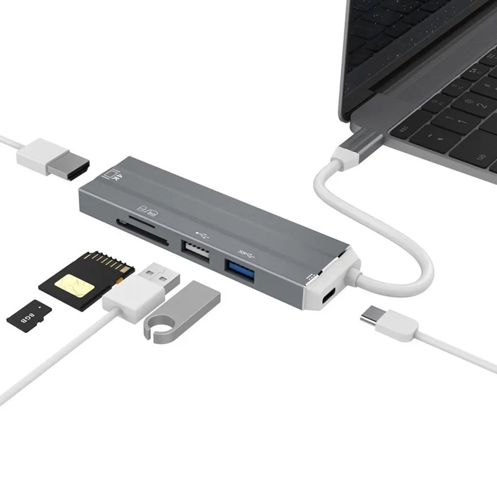 1 USB C концентратор USB-C к HDMI Adaptador Thunderbolt RJ45 3 концентратор USB для MacBook samsung Dex Galaxy S10/S9 USB-C - Цвет: 1
