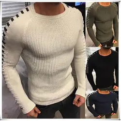 Осенне-зимний мужской свитер 2019, Новое поступление, Повседневный пуловер для мужчин, длинный рукав, o-образный вырез, пэчворк, вязанный