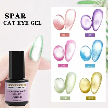 

Misscheering Phototherapy Smoothies Cat Eye Gel Polish Soak Off Luminous Magic Crystal Cat Eye UV Gel Nails Tips DIY Design 8ml