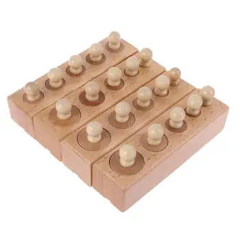 

Montessori Educational Wooden Toys For Children Cylinder Socket Blocks Toy Baby Development Practice and Senses 4pc/1 set