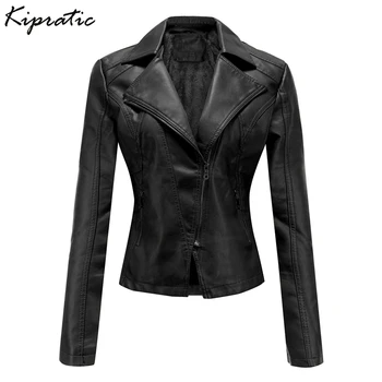 

Fashion New Women PU Leather Clothes Zipper Short Female Jacket Casual Slim Coat Flocking Jackets Ladies Basic Street Coat