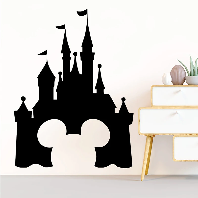 

Cartoon Disney Hollow Mickey Castle Vinyl Wall Stickers For Home Decor Living Room Kids Room Decoration Mural Wall Art DIY Decal
