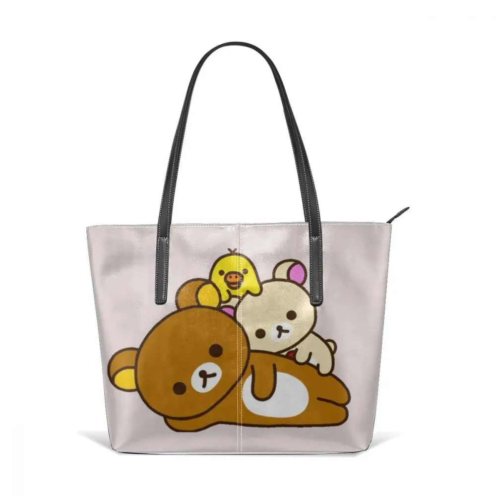 Rilakkuma Сумочка Rilakkuma и друзья сумки с верхней ручкой дорожная Высококачественная кожаная сумка-тоут модные большие женские сумки - Цвет: Rilakkuma And