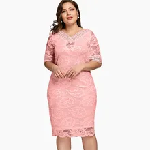 Wipalo женское кружевное платье больших размеров 5XL с коротким рукавом и v-образным вырезом длиной до колена, однотонные облегающие Клубные вечерние платья, весенне-летние кружевные платья