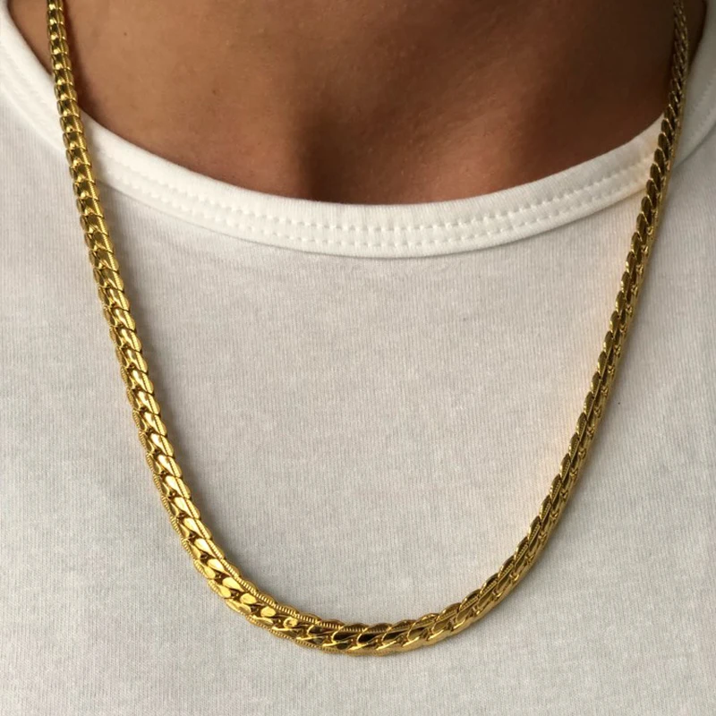 Stainless Steel Gold Chain For Men Women, Golden Stainless Steel