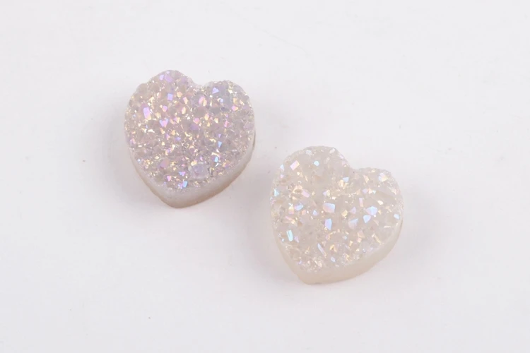 BOROSA Druzy ювелирные изделия, 10 шт стильное сердце Радужный Титан друзы бисера из натурального Друзового камня бусины для ожерелья браслет ювелирные изделия LS066