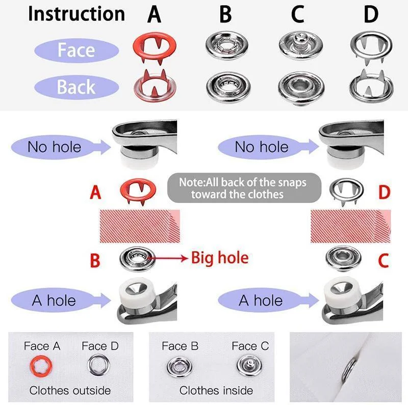  LHFFZJ DIY 200 Sets Metal Snaps Buttons with Fastener