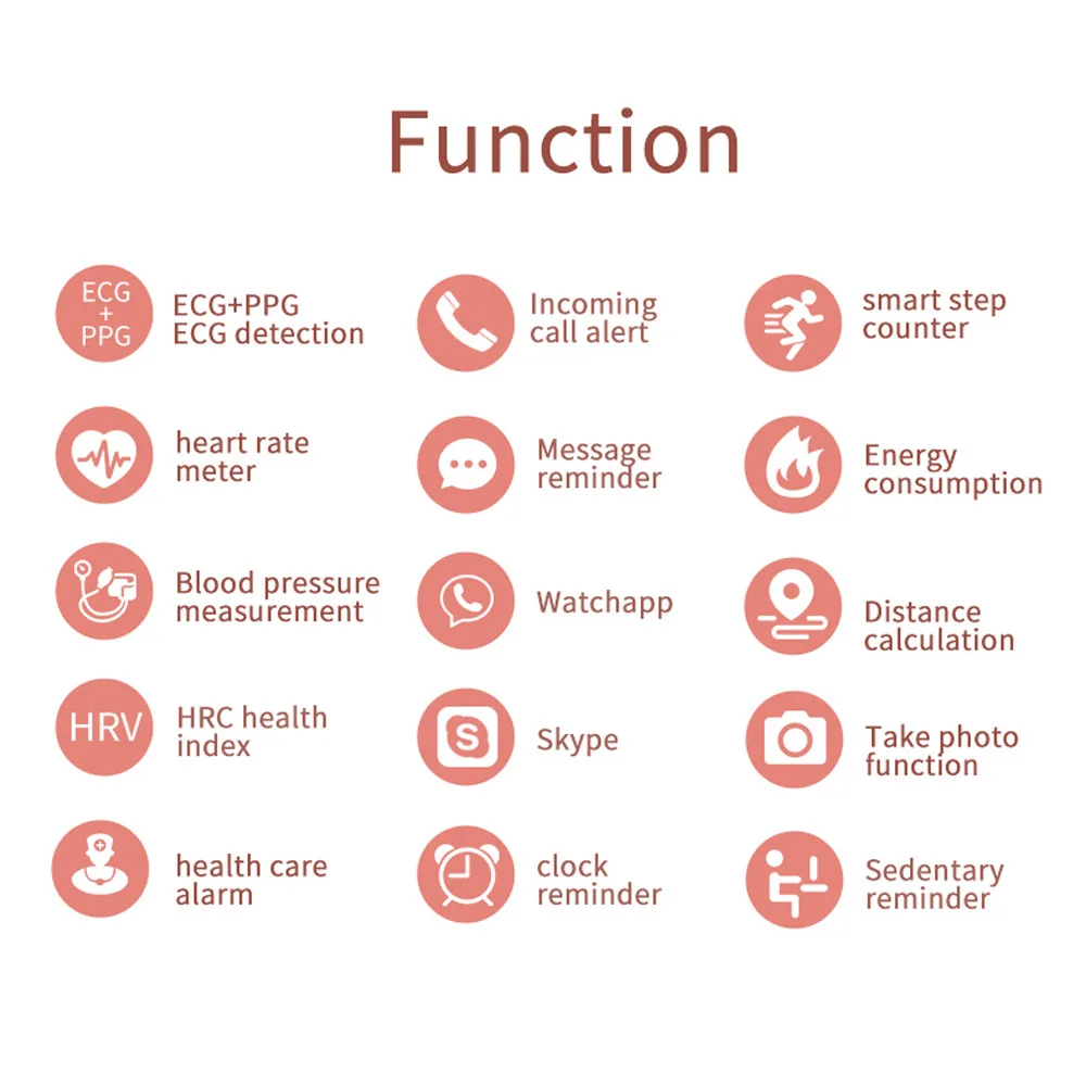 2020 Новые смарт часы для женщин IP67 Водонепроницаемый фитнес браслет PPG ECG женские