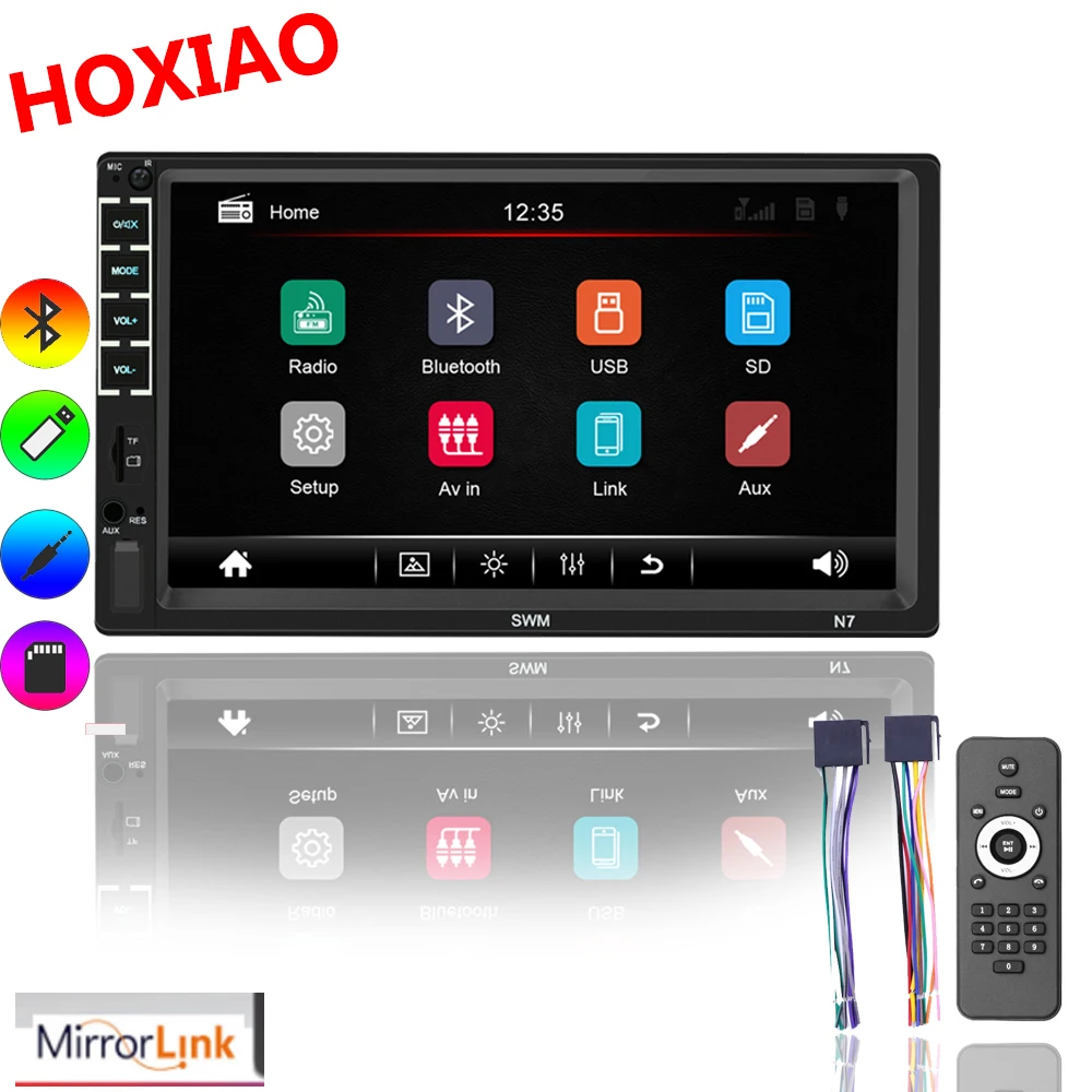 Автомобильный 2 Din USB радио Видео мультимедийный плеер " Mirror Link HD Универсальный авто стерео аудио WiFI Bluetooth EQ