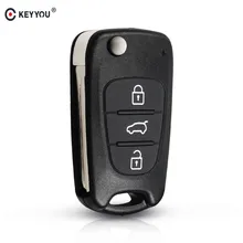 KEYYOU-funda plegable de 3 botones para llave de coche carcasa para llave de entrada sin llave para Kia K2 K5