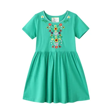 

2020 Summer Baby Girls Short Sleeve Flower applique dress Children Princess Dresses