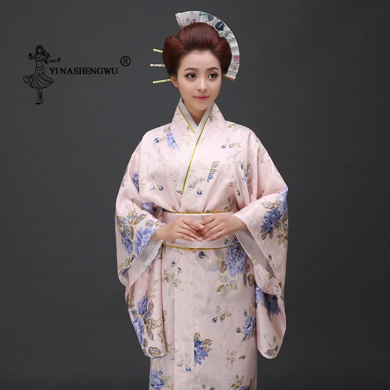 Япония Женщины японский традиционный цветочный принт длинное кимоно сценический костюм маскарадный костюм азиатская одежда сексуальная Гейша юката женщины