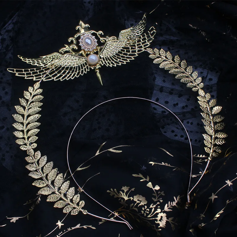 Lolita Vintage KC Headband Gold Halo Goddess Headpiece Material Angel Virgin Mary Baroque Tiara Headwear Accessories anime hair accessories