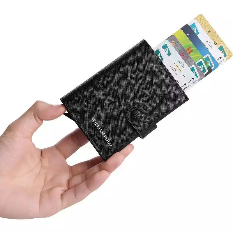 Rfid кошелек мужской 100% натуральная кожа маленький карман на кнопке короткий чехол