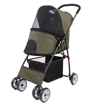

Foldable Pet Stroller Portable Dog Cat Trolley with Large Mesh Window Breathable Pet Carrier Aluminum Frame 12.5kg Bearing