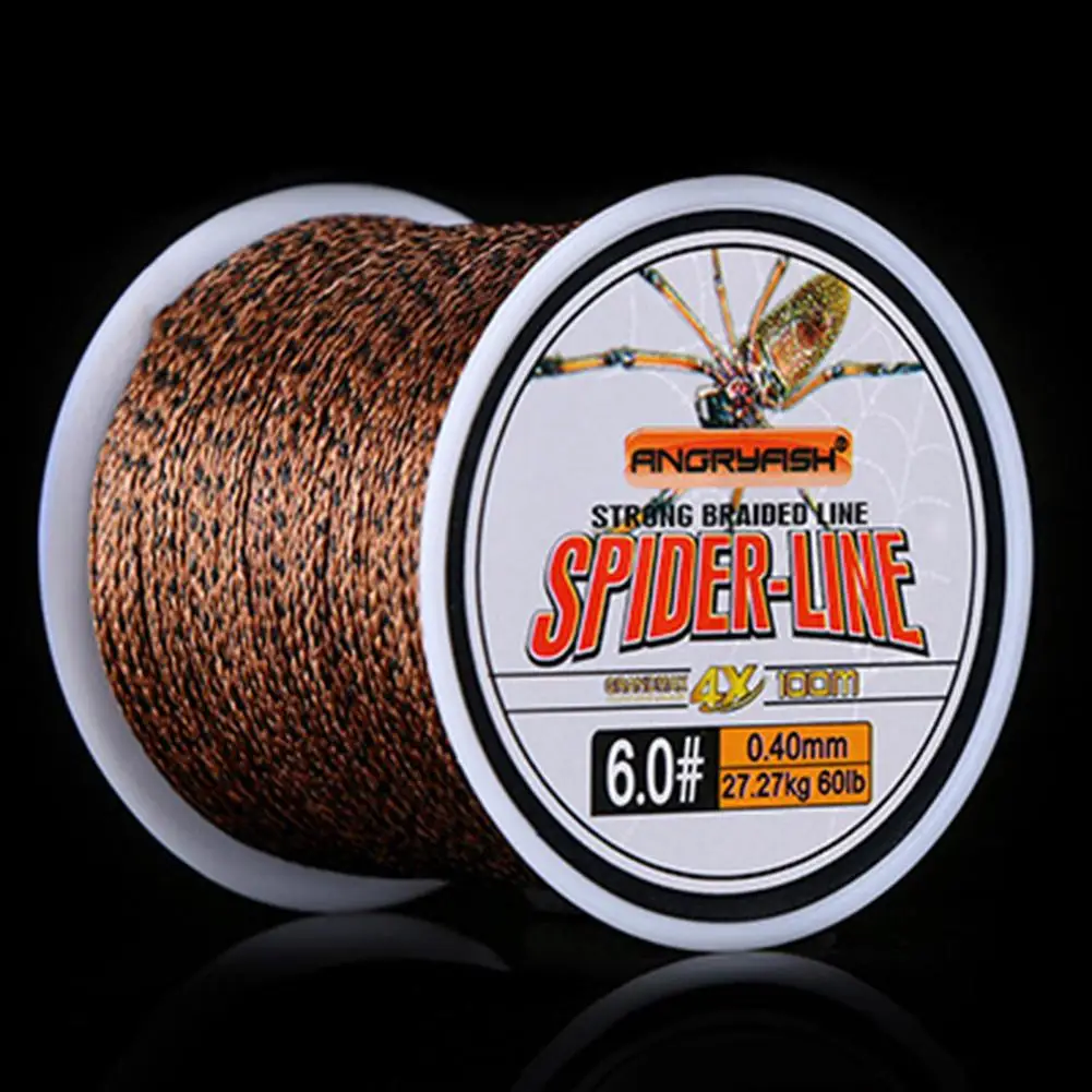 Spider-Line Series 100m PE Braided Fishing Line Camouflag 4 Strands 20- 220LB Multifilament Fishing Line