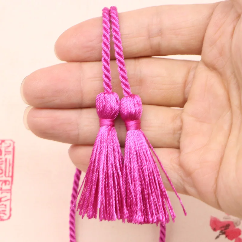 5 шт. двухконцевая Длинная веревка Tieback кисточки DIY ремесла домашний текстильный занавес одежды Декор шелковый шнур изолента кисточки кулон - Цвет: Rose red tassels