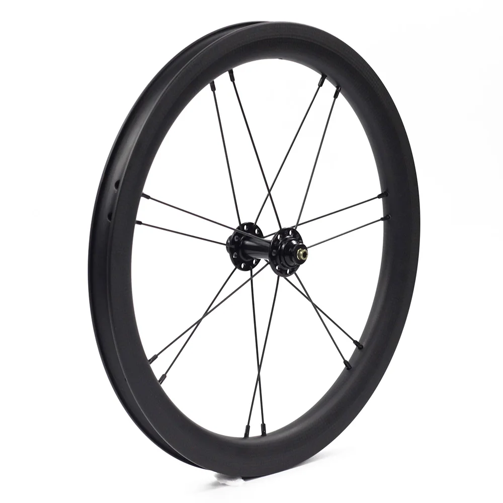 3k matt black 14 21H Silverock карбоновые колеса 1" 1 3/8" 349 обода тормоза 38 мм клинчер 1-3S для Brompton 3sixty складной велосипед на заказ велосипед колесная - Цвет: 3k matt black 14 21H