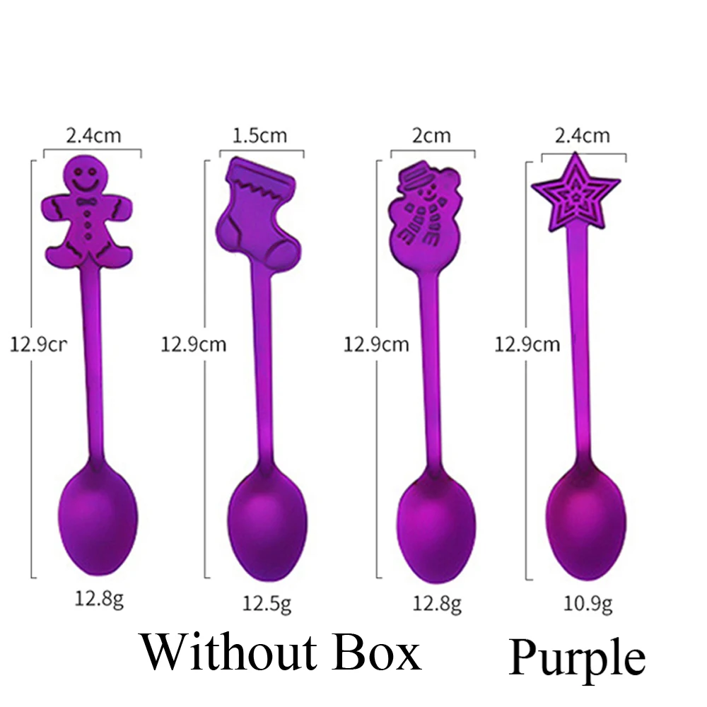4 шт./компл. Нержавеющая сталь Фотофон с рождественскими мотивами снеговиком Рождественская елка носки Кофе ложки десерты мороженое ложкой питьевой ложки для чая - Цвет: 8