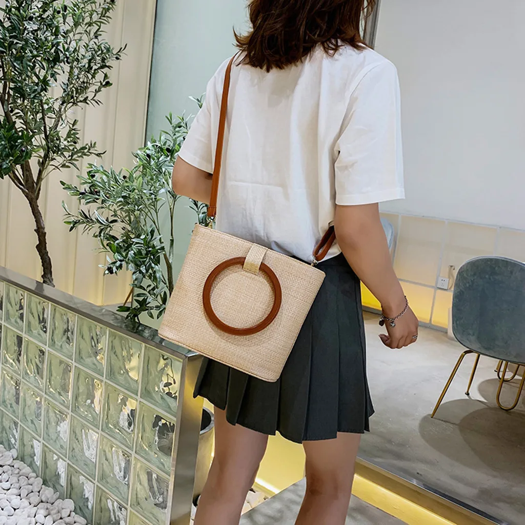 Женская пляжная соломенная сумка-мешок bolsa feminina, квадратная сумка-мессенджер, сумки через плечо для женщин