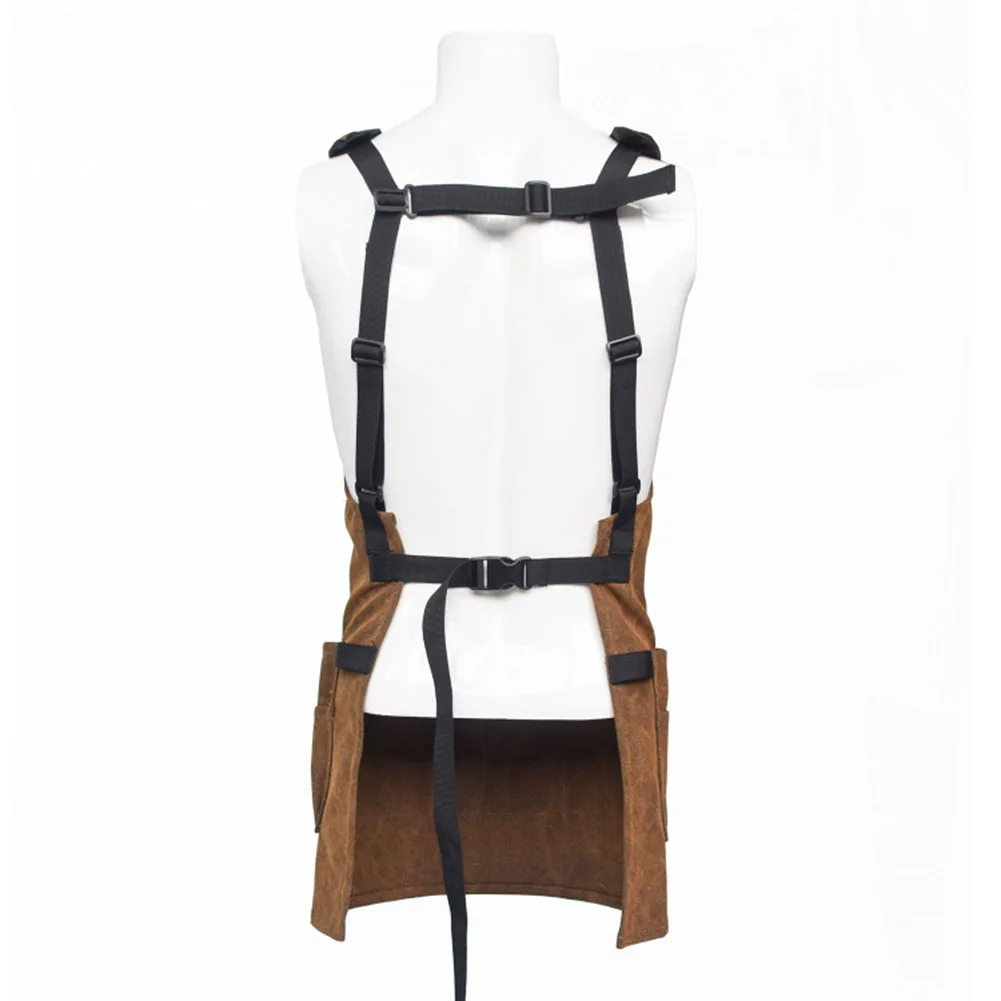 Adjustable Canvas Aprons Men Women Multi-Pocket Aprons DIY Woodworking BBQ Cooking Wear Resistant Aprons Kitchen Tools Aprons