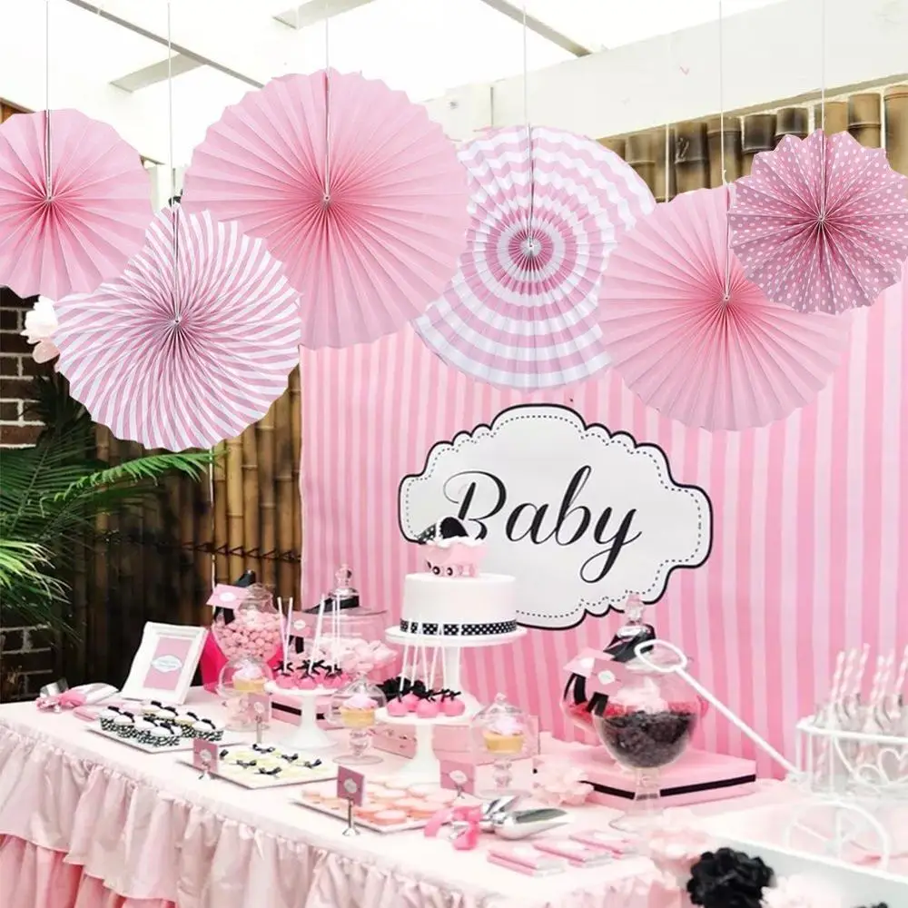 

6pcs/Set 8" 12" 16" Hanging Paper Fan Tissue Paper Cut-out Pinwheels Hanging Flower Paper Crafts Wedding Birthday Party Decor