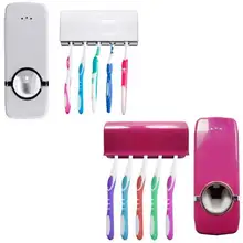 

Toothbrush Holder Toothpaste Dispenser Set Dustproof Kids Hands Free Squeezer for Family Washroom Bathroom P023