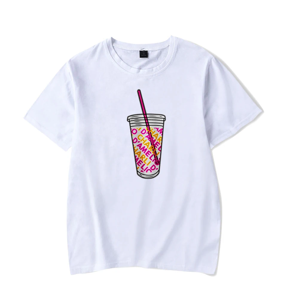 

2020 Summer Women Tshirt Charli Damelio Ice Coffee T Shirts Vintage Tops Vogue Men T-shirt Harajuku Korean White Tee Shirt Mujer