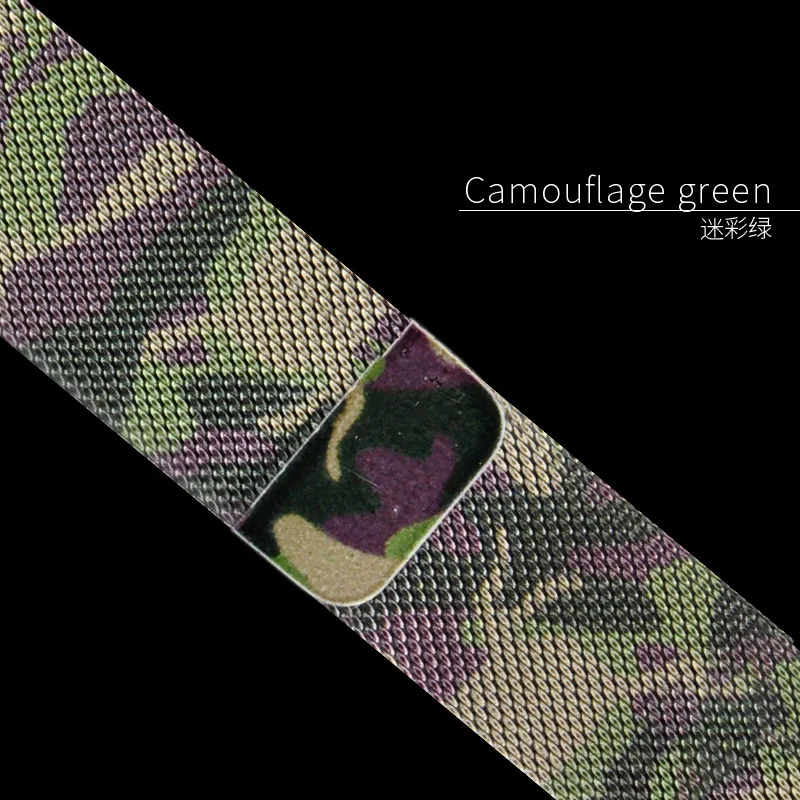 Миланский Браслет-петля черный с синим ремешком 44 мм 40 мм для Apple Watch Series 4 5 металлический магнитный ремешок для Iwatch Series 2/3/4/1 - Цвет ремешка: Camouflage green