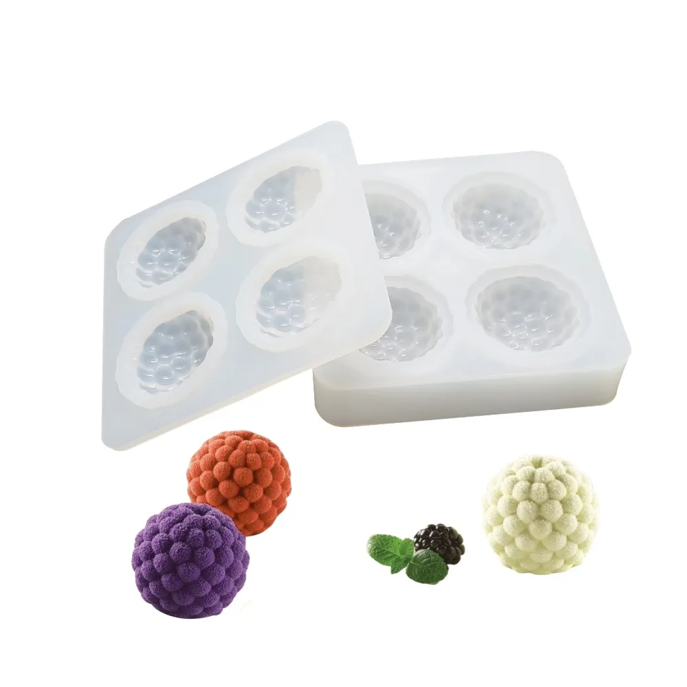 

Silicone Molds 4 holes Mulberry Litchi Cake Mold Fruit DIY Mousse Chocolate Fondant Mould Dessert Pastry Decorating Baking Tool
