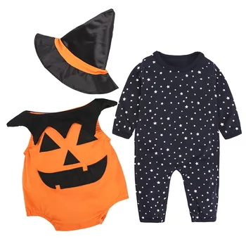 

Halloween Baby Romper Toddler Costume Sleeveless Vest + Hat Newborn Infant Boys Girls Star Pumpkin Jumpsuit Clothes 3-piece Set