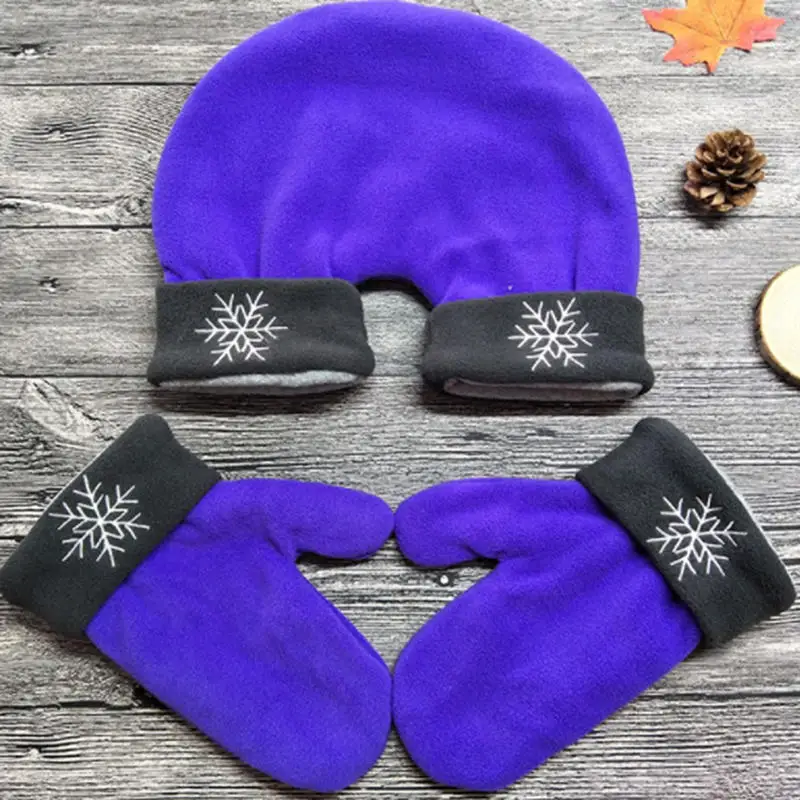 Purple Толстые теплые перчатки возлюбленные подарок на день рождения романтические пары варежки новые 3 шт./набор перчатки дл пар флис влюбленных зима - Цвет: Purple