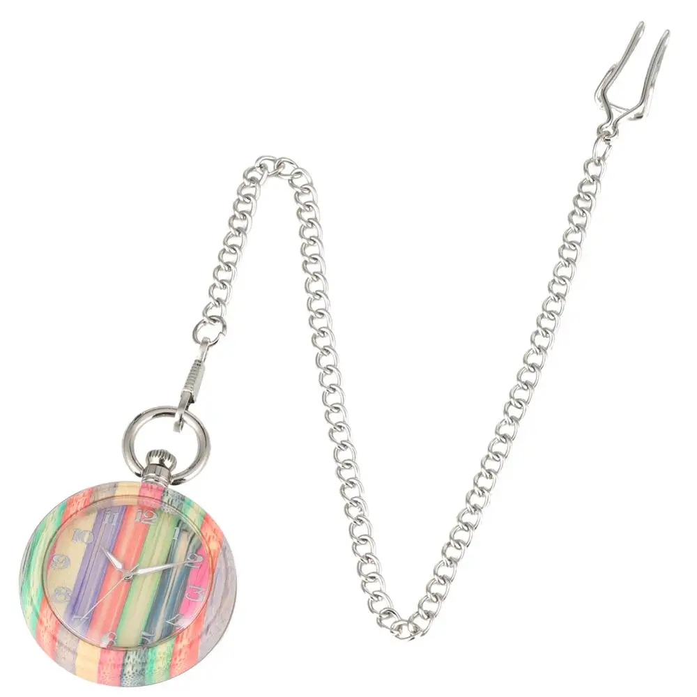 Women's Pocket Watches Colorful Bamboo Quartz Watch Night Light Pointers Lightweight Bamboo Pendant Watch