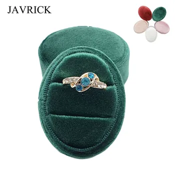 

Oval Velvet Ring Box Double Ring Display Holder with Detachable Lid Ring Box Holder for Wedding Ceremony(Green)