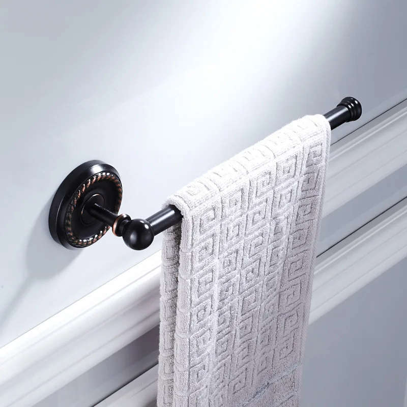 

New Style Black Kitchen Hardware Pendant Brass Material Black Bronze Single Base Type Short Towel Bar