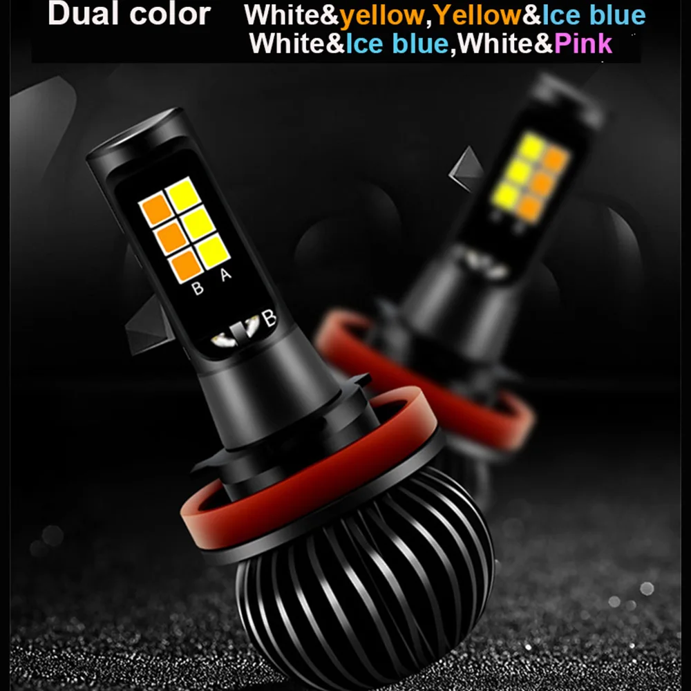 

H1 led H3 H7 H11 H8 9005 9006 HB3 HB4 H27 880 881 H4 Car Fog DRL Bulb Dual Color White Yellow Blue / Ice Blue 12v