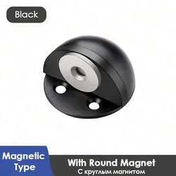 Magnetic Stainless Steel Door Stop with Rubber Bumper (Magnet Black)