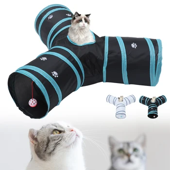

3 Holes Pet Cat Tunnel Collapsible Cat Tunnel Toy Pet Training Interactive Tube Fun Toy for Cat Rabbit Animal Play Tunnel Tube