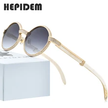 HEPIDEM Buffalo Horn lunettes de soleil hommes marque de luxe concepteur diamant rond lunettes de soleil pour les femmes nouvelles nuances de haute qualité 