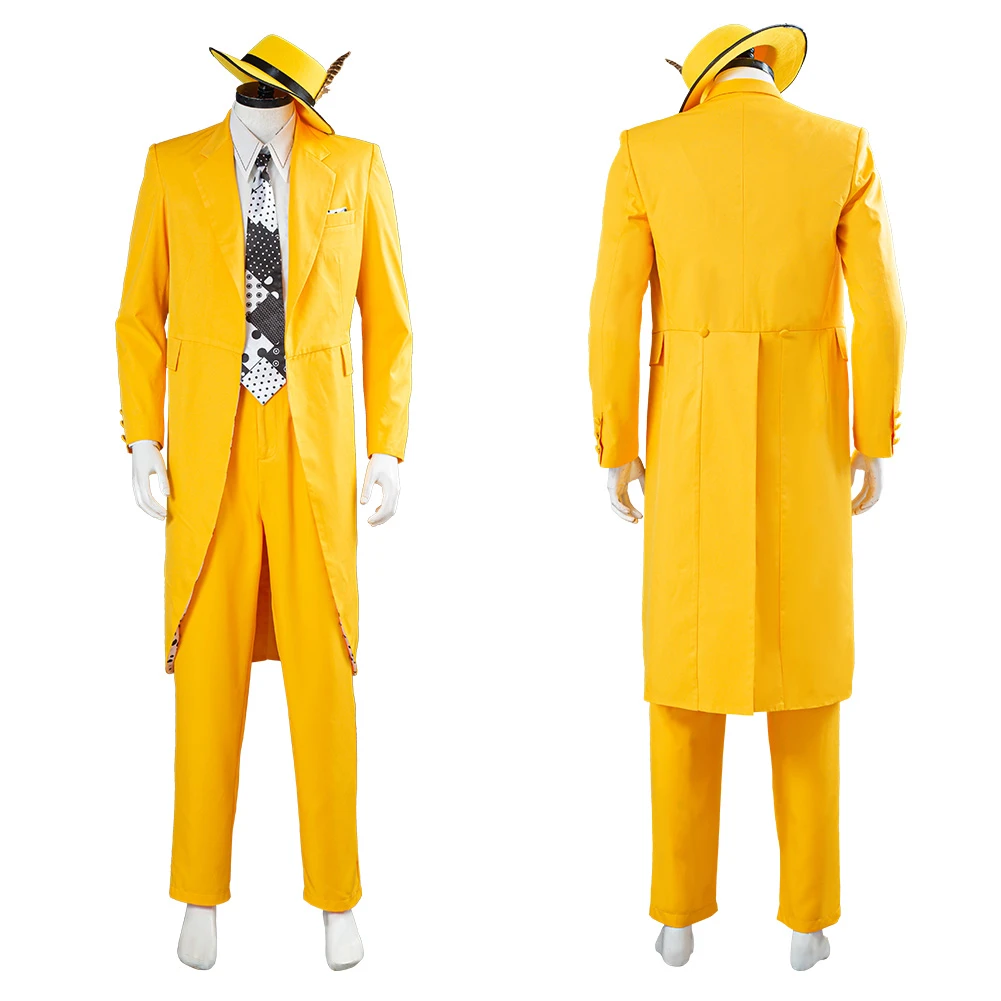 Details about   The Mask Jim Carrey Cosplay Costume Halloween Carnival Yellow Suit Uniform 