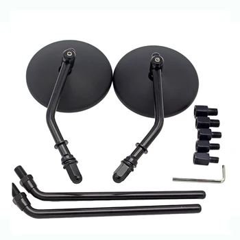 

10mm Round Motorcycle Rear View Mirrors Black Retro Cafe Racer Side Mirror For triumph speed triple 1050 ducati monster 796