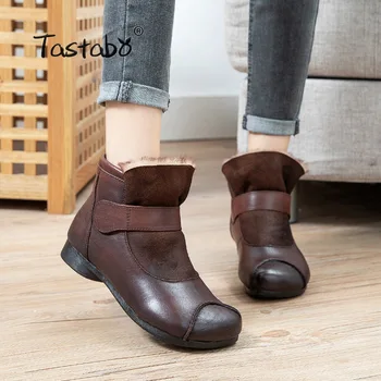 

2020 Women Winter Snow Boots Warm Flat Platform Lace Up Ladies Women's Shoes New Flock Fur Suede Ankle Boots Female A198-2