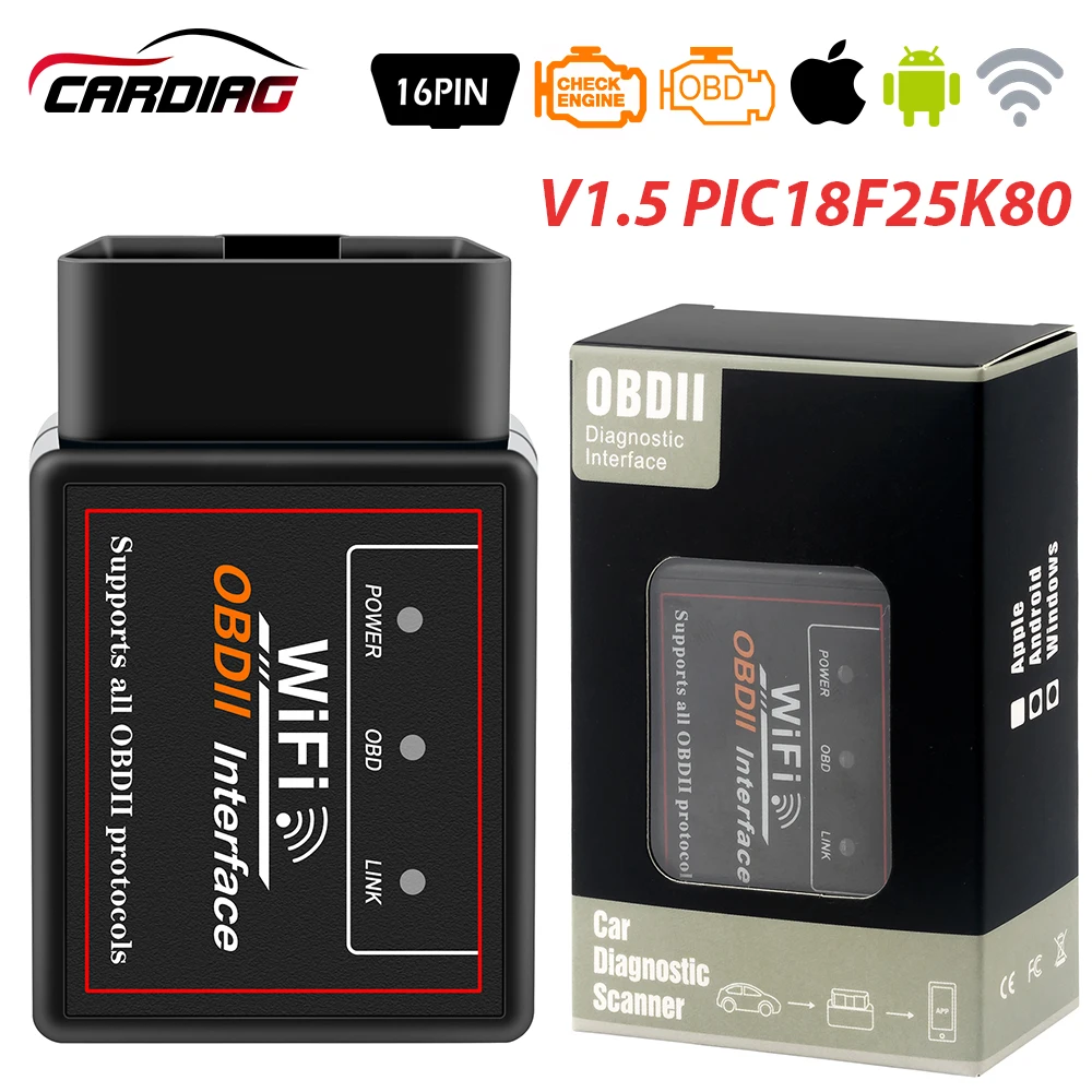 Супер Мини ELM327 V1.5 wifi OBD2 автоматический диагностический инструмент ELM 327 работает на IOS/Android/Windows Elm-327 OBDII автомобильный адаптер