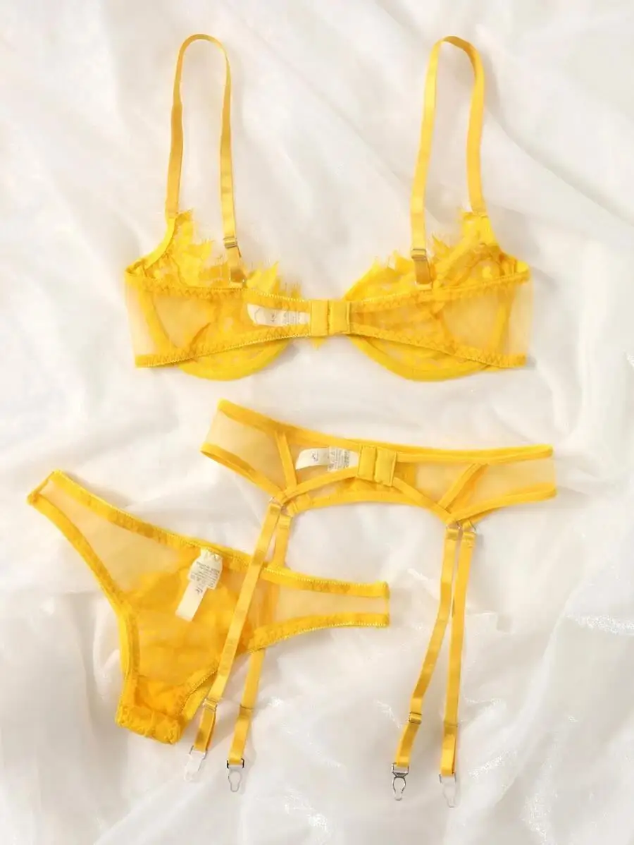 3pack Floral Lace Underwire Grater Lingerie Set