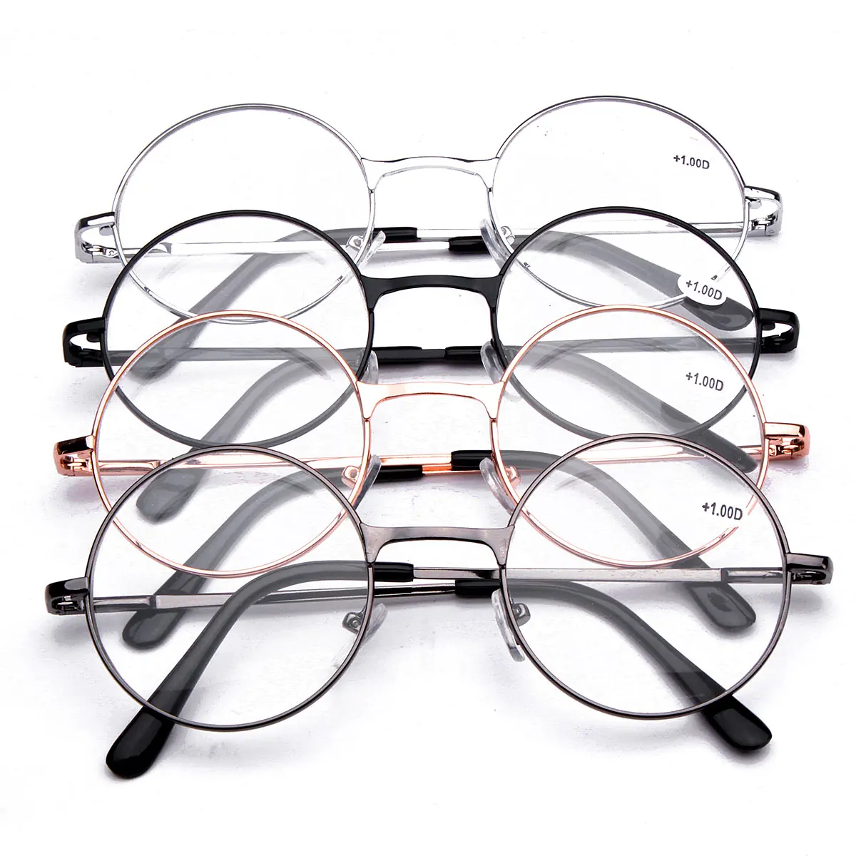 Ретро круглые металлические очки для чтения, прозрачные линзы для мужчин и женщин, очки для дальнозоркости, оптические очки по рецепту+ 1 до+ 2,5