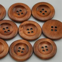 New 20pc Dark Coffee Round Wooden Buttons For Clothing 4 Holes 30mm Patchwork Button For Needlework Sewing Accessories WB222 1
