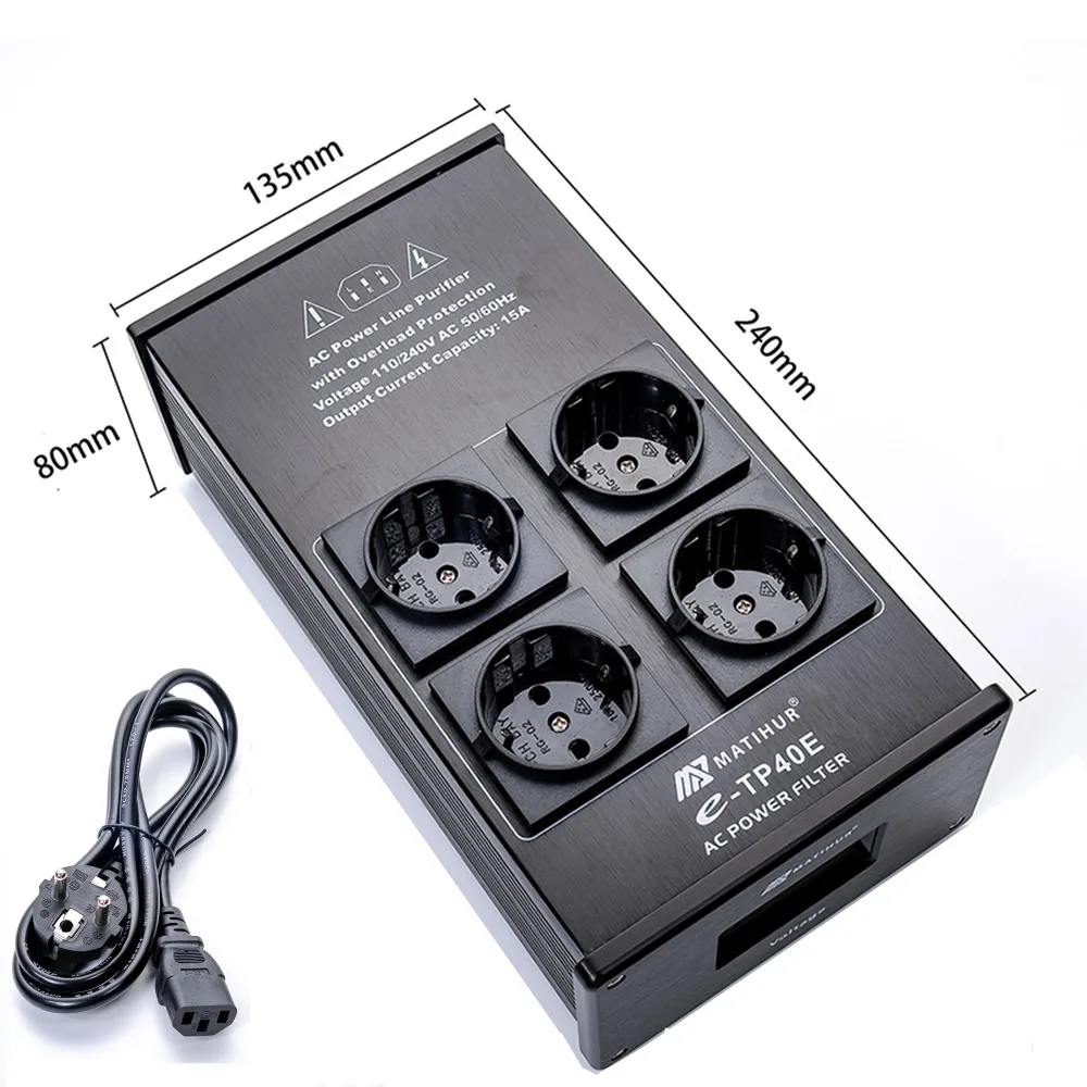 Filtro de Energia Purificador de Energia Proteção contra Surtos Elétricos com Entradas ac e Ruído para Áudio Padrão Matihur eu E-tp40e - Image 3